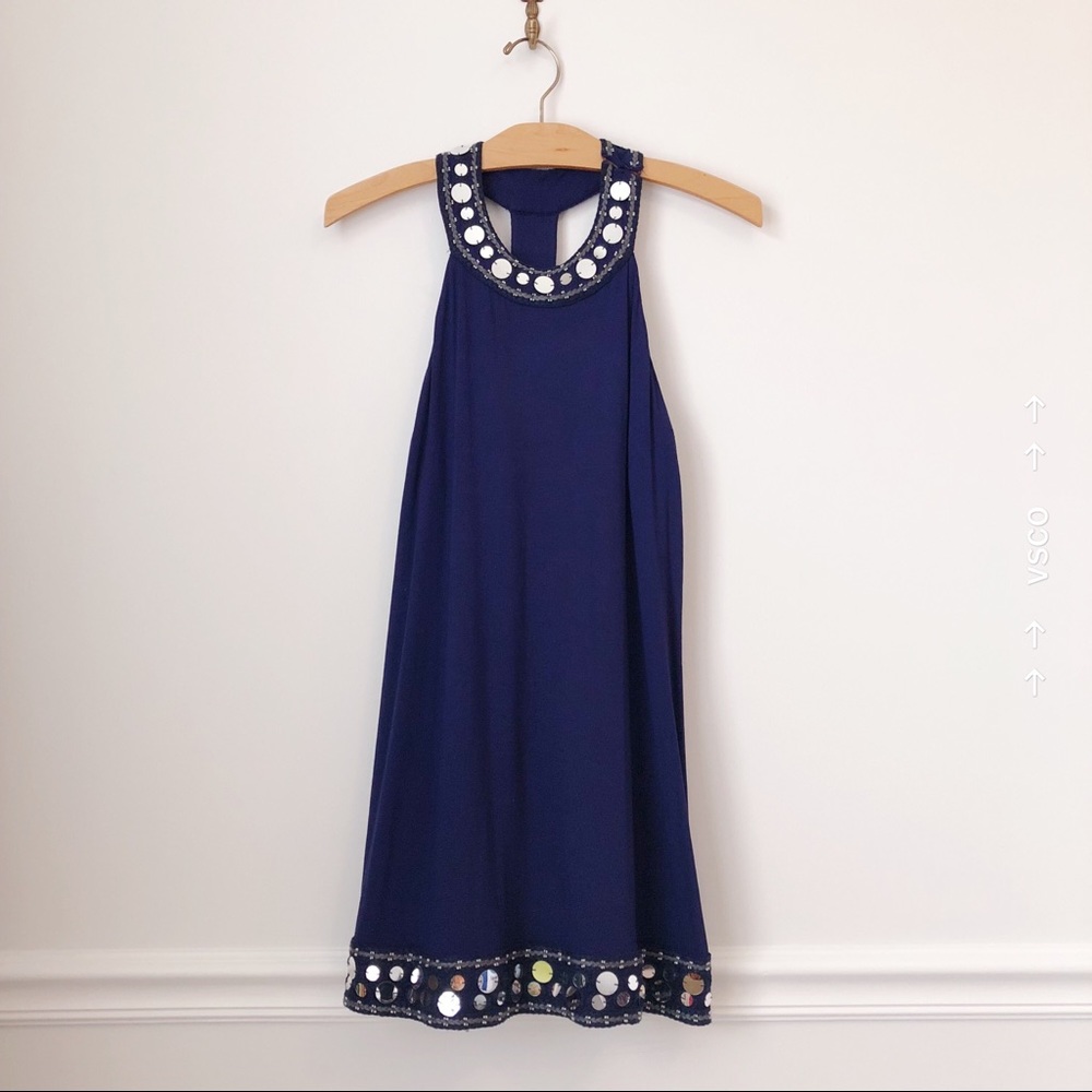 INC Navy Blue Shift Dress with Reflective Sequins